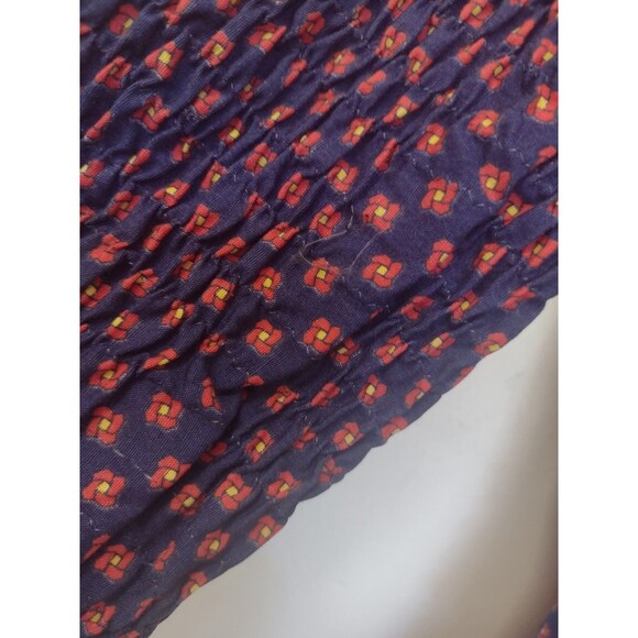 Vintage 70s Denise Are There Prairie Floral Maxi Dress Blue & Red Ruffled  M / L - Picture 9 of 16